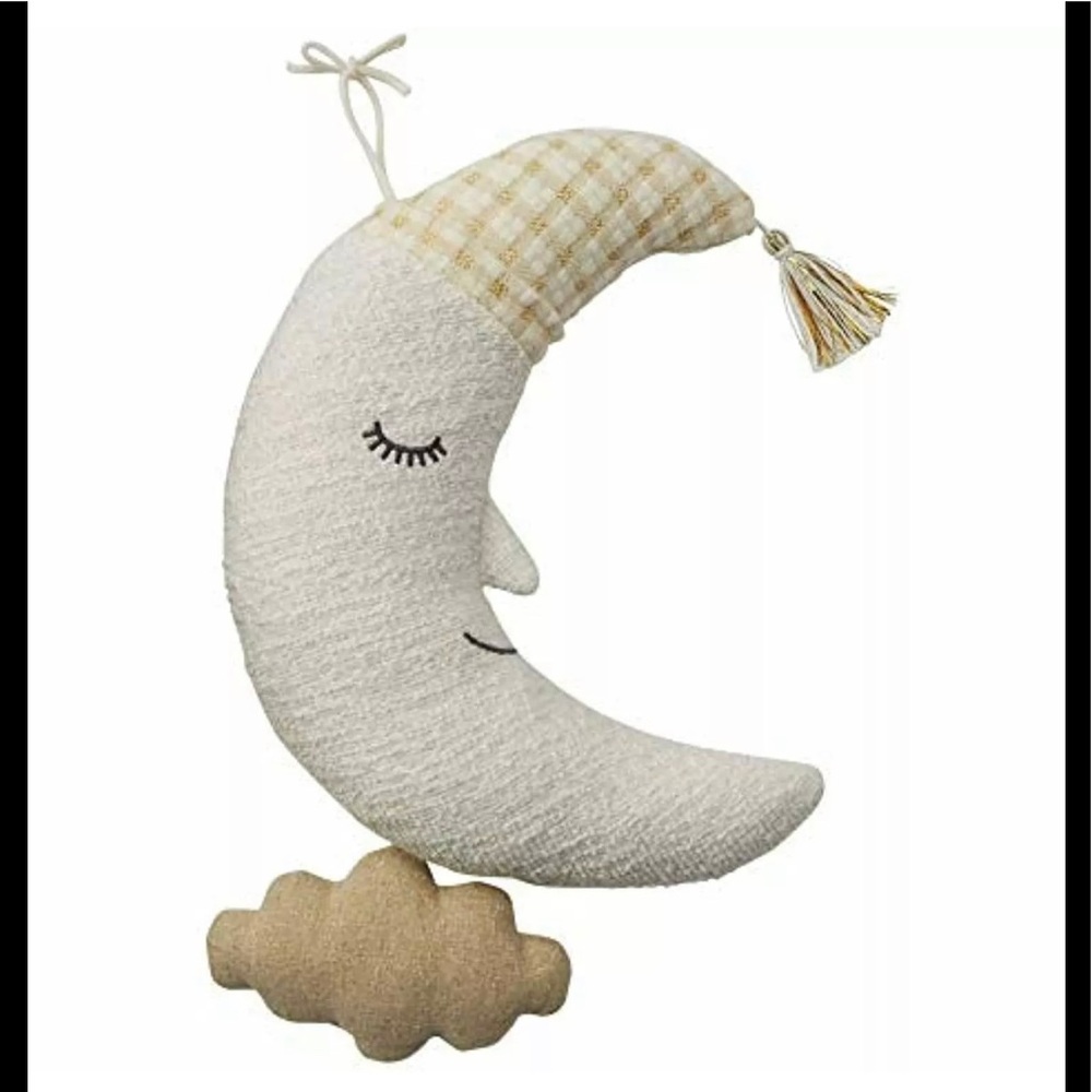 NWT Mud Pie Cloud & Moon Musical Pull Nursery Decor